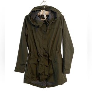A New Day Olive Green Women's Hooded Rain Jacket Size S